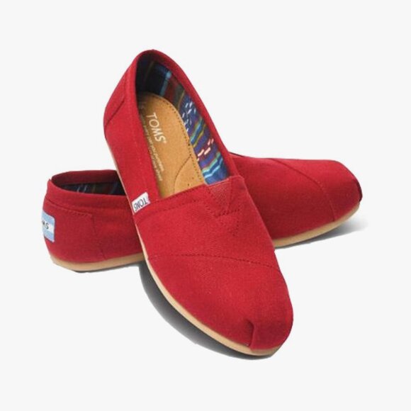 TOMS Women's Classic Canvas Slip-On Red W10 - Picture 1 of 12